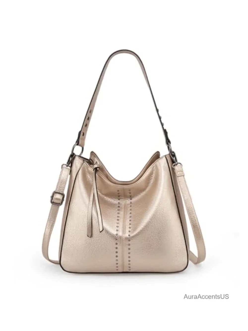 Hobo Bag for Women Crossbody Purse with Stud Accents Faux Leather